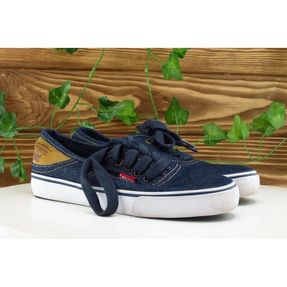 Levi's Youth Boys Shoes Sz 1 M Blue Fabric Fashion‎ Sneakers - Picture 4 of 12